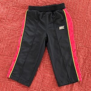Nike Kids size 18 months Black Joggers with Red and neon Yellow Stripes